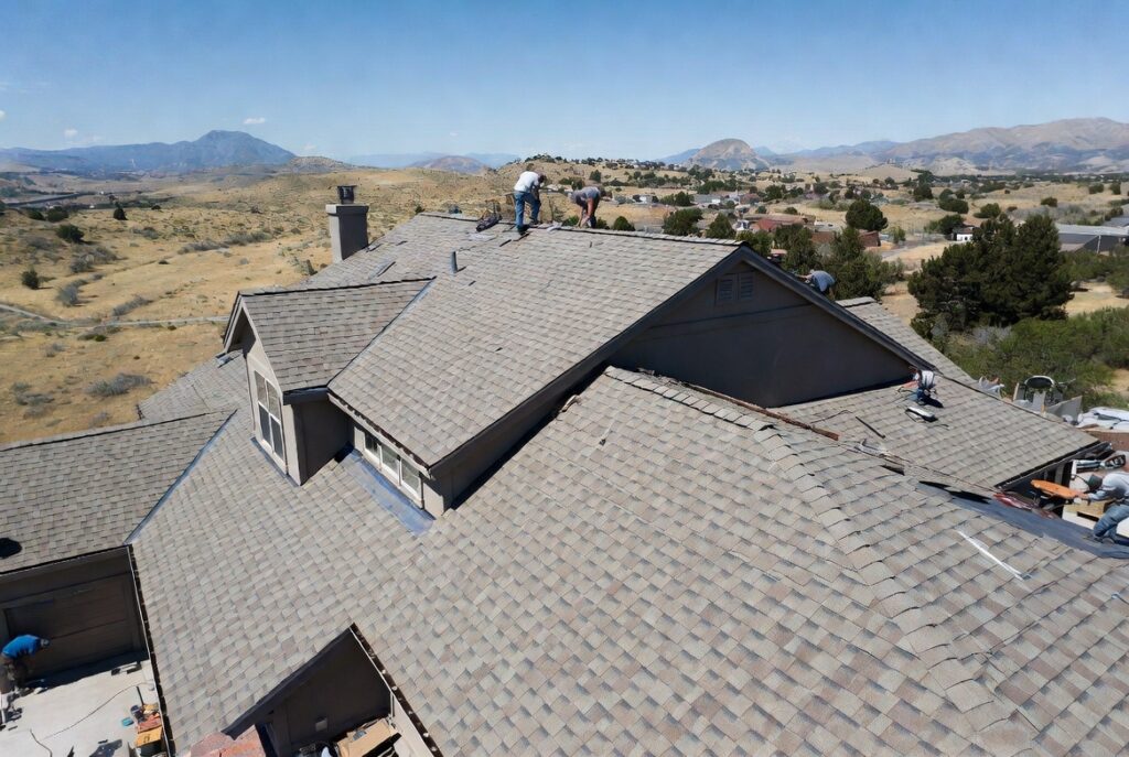 HOMEMASTERS Boise roofing crew installing new Class 4 shingles on a Treasure Valley home in summer July 2026