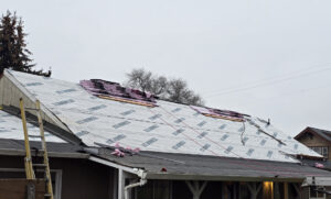 Homeowner reviewing a written roof replacement estimate at a kitchen table in Springfield, Oregon